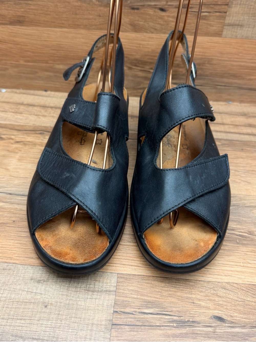 Finn Comfort Black Leather Adjustable Strap Slingback Sandals Size 8.5 A - Picture 3 of 8
